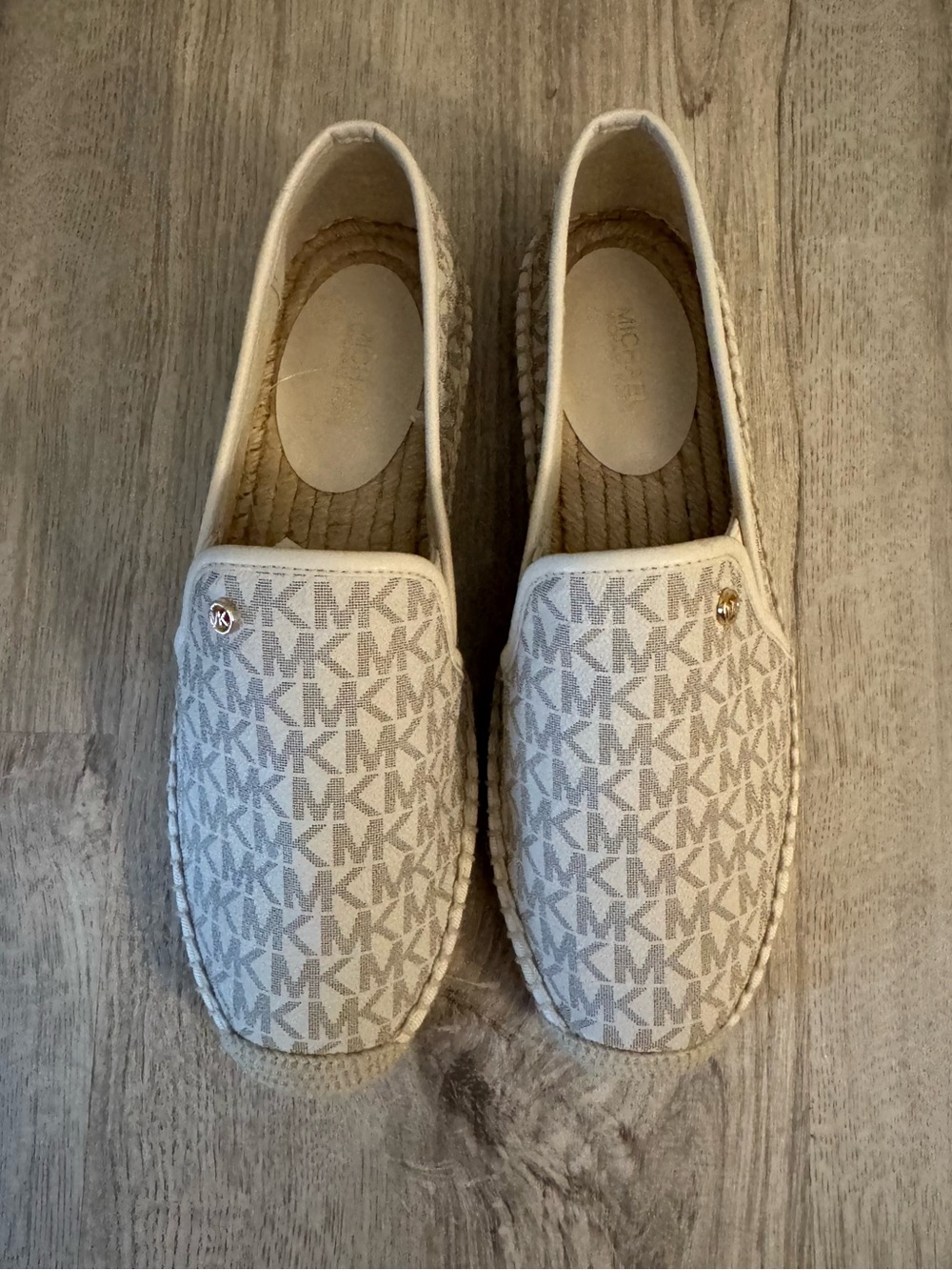 Michael Kors Beige MK Logo Slip-On Espadrilles